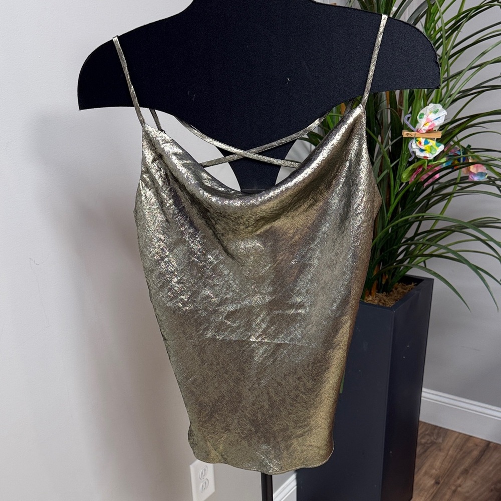 Nine Britton Metallic Gold Camisole Top
